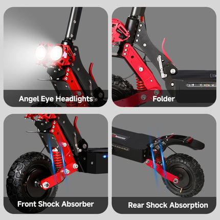Monopattino Elettrico SUNNIGOO X7/X7PRO 3600W Doppio Motore Potente Velocità Massima 60-65km/h Pneumatici Fuoristrada da 11 Pollici Pieghevole Potente E-Scooter Autonomia 60KM Impermeabile IP54 Blocco NFC Freni Doppi Monopat