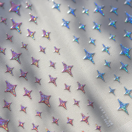 Punk Glitter Powder Blue Pink Star Charm Laser Silver Gold Starlight Rhinestones Moon DIY Nail Art Stickers Manicure Tool Decals