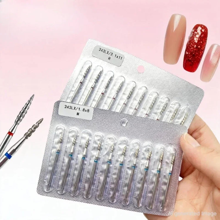 10Pcs Tornado Flame Diamond Nail Drill Bit Fine&Medium Grit Size Manicure Cutters Rotary Burr Drill Accessories Spiral Nail Tool2028 Nail Tools