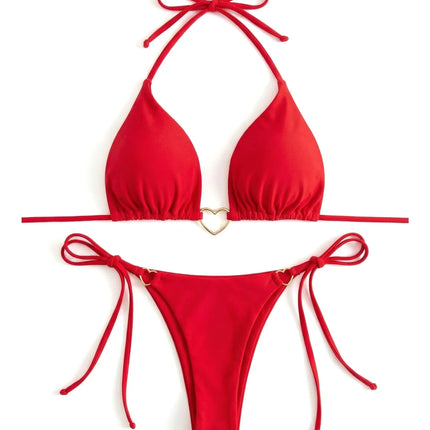 Nuovo bikini bianco a tinta unita da donna, costume da bagno alla moda con lacci a vita bassa, set due pezzi platinumshop
