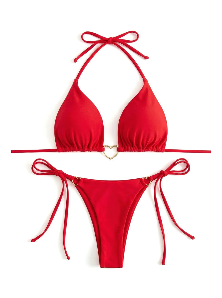 Nuovo bikini bianco a tinta unita da donna, costume da bagno alla moda con lacci a vita bassa, set due pezzi platinumshop