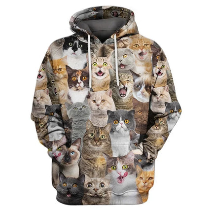 3D Print Funny Animal Cat Alpaca Graphic Hoodies For Men Women Casual Oversized Pullovers Sport Tracksuit Mens Sweatshirt Tops