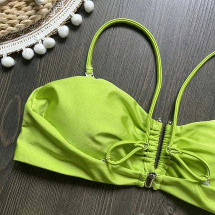 Bikini a Fascia Push-Up Donna 2024, Costume da Bagno Sexy Femminile, Set Bikini Brasiliano con Perizoma, Tinta Unita, Abbigliamento da Spiaggia platinumshop