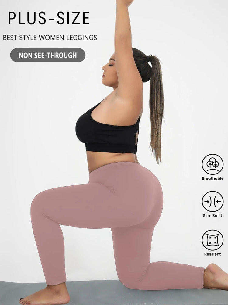 Plus Size Super Soft Sport Leggings For Women  No See Through Workout Running Yoga Athletic running Leggings PlatiNum