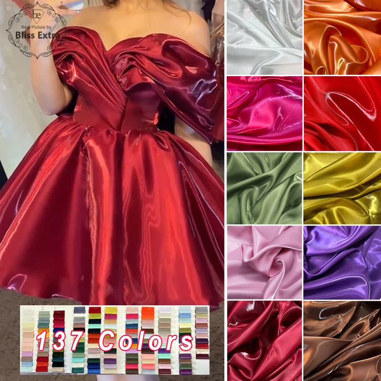 Tessuto Satinato Liquido Lucido di Lusso Riflettente Effetto Galassia per Abiti da Sposa e Design di Abiti alla Moda
