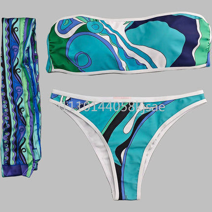 Costumi da bagno di lusso da donna con sciarpa nera e logo firmato, set bikini con fascia per capelli firmata da designer, abbigliamento da spiaggia platinumshop