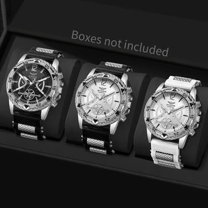 Set di 3 orologi sportivi da uomo alla moda, orologi da polso da uomo con quadrante grande e cinturino in silicone, Reloj Hombre (senza scatola) platinumshop