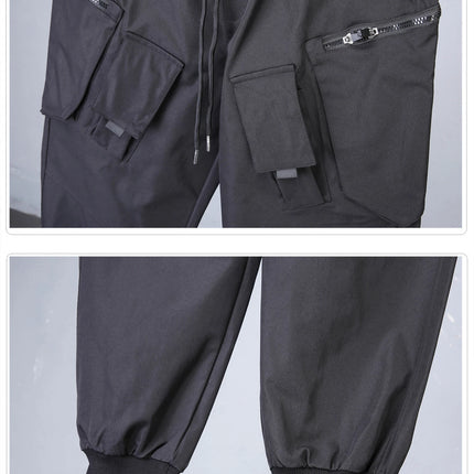 2026 New Streetwear Joggers Pants Men's Multi-Pockets Tactical Cargo Pant Black Utility Work Elastic Waist Casual Trousers