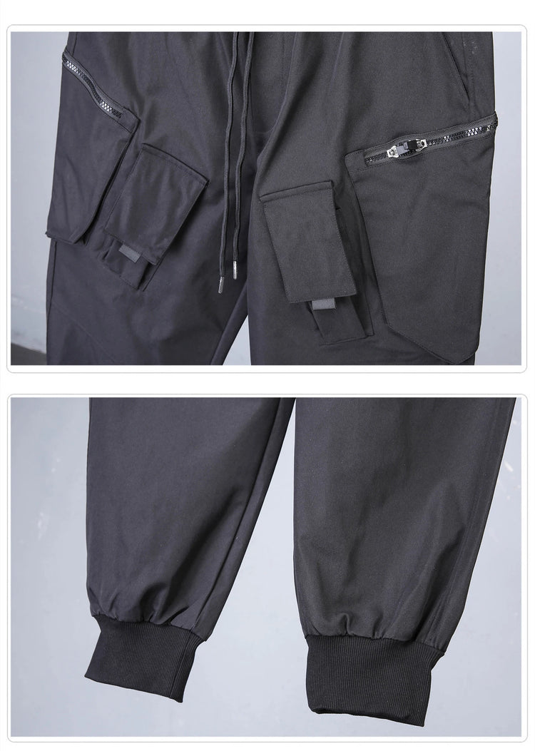 2026 New Streetwear Joggers Pants Men's Multi-Pockets Tactical Cargo Pant Black Utility Work Elastic Waist Casual Trousers