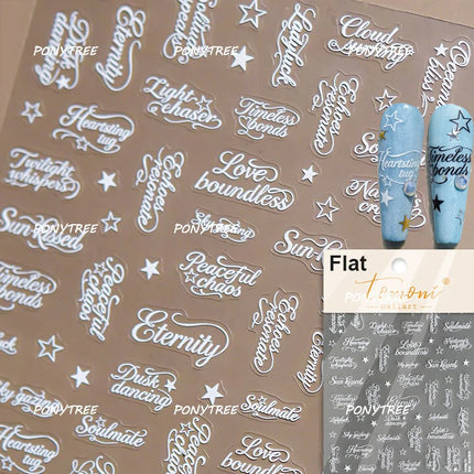 English Word Christmas Tree Calligraphy Font Reindeer Bell Gift Bowknot Starburst Adhesive Nail Charm Art Sticker Manicure Decal