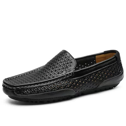 2024 Summer Men Casual Shoes Luxury Brand mocassini da uomo in vera pelle mocassini scavano scarpe da guida traspiranti Slip on