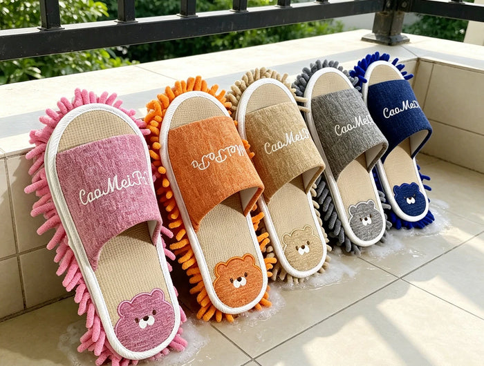 1 Paio di Pantofole Lavabili in Microfibra per Pulizia Pavimenti, Scopa a Pantofole per la Casa, Strumento per la Rimozione della Polvere e dello Sporco