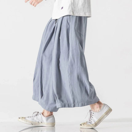 2025 Pantaloni estivi da uomo stile giapponese Harajuku Haori pantaloni a gamba larga uomo streetwear uomo solido allentato Harun pantaloni lanterna casual