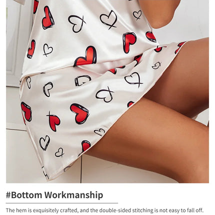 Indumenti da notte sexy per le donne Lingerie in raso Chemise Slip Camicia da notte Abito corto Camicia da notte Babydoll Pigiama Stampa Homewear Pijama
