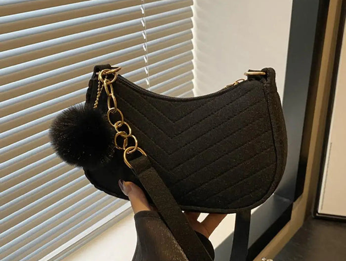 Mini Women Shoulder Bags Fashion Felt Women's Bag Design Advanced Underarm Handbags Mini Saddle Bag PlatiNum