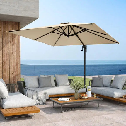 Ombrellone a braccio laterale da patio da 294 cm, quadrato, con rotazione - Beige
