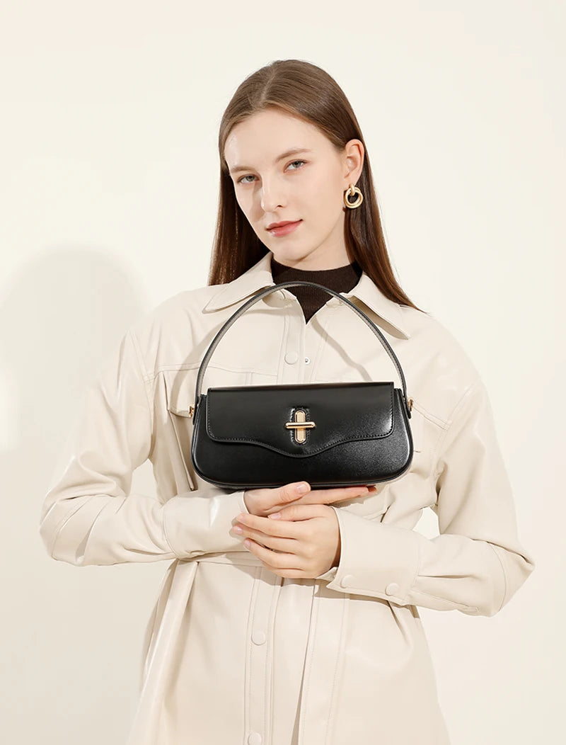 2025 New Genuine Leather Women's Bag Luxury Stick Bag Senior Designer Shoulder Bag Fashion Handbag Commuter