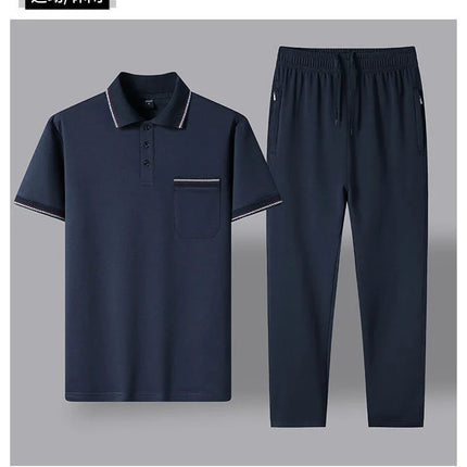 2024 Summer New Comfortable Soft Cotton Fashion Suit Men's Casual Relaxed Breathable Plus Size High Quality Sports Two-Piece Set PlatiNum