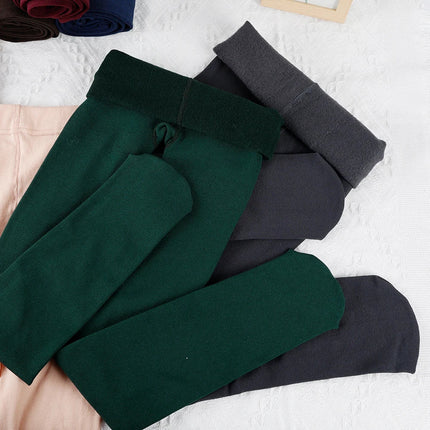 Women Winter Thicken Leggings Warm High Waist Solid Color Velvet for Female Thickened Velvet Pantyhose Stretchy Black Tights PlatiNum