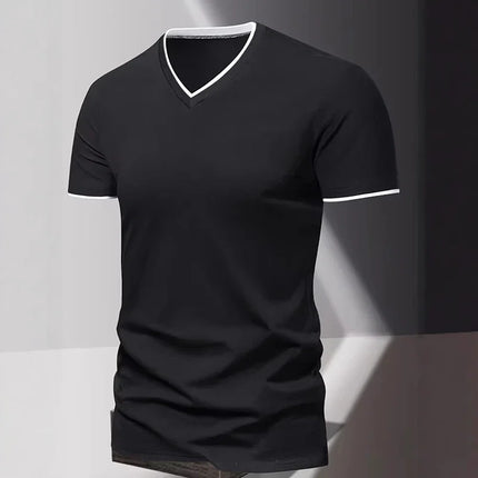 Men's Short Sleeve V-Neck T-Shirt, Men's Sporty Casual T-Shirt, Plain Simple Trendy Basic T-Shirt
