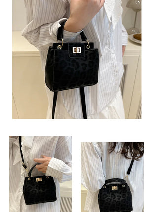 Elegante Mini Borsa a Tracolla con Manico Superiore, Chiusura Dorata, Versatile Borsa in Finta Pelle Scamosciata e Pelle per Uso Quotidiano Femminile