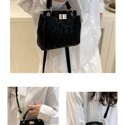 Elegante Mini Borsa a Tracolla con Manico Superiore, Chiusura Dorata, Versatile Borsa in Finta Pelle Scamosciata e Pelle per Uso Quotidiano Femminile