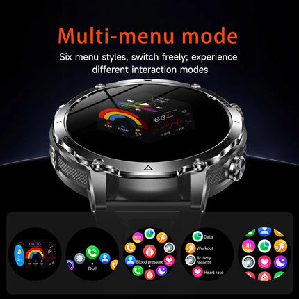 Military Grade Sapphire Smart Watch HeartRate SO2 BT5.3 Call Custom dial Smartwatch for Men Breathable Band Sports watch 1400mAh