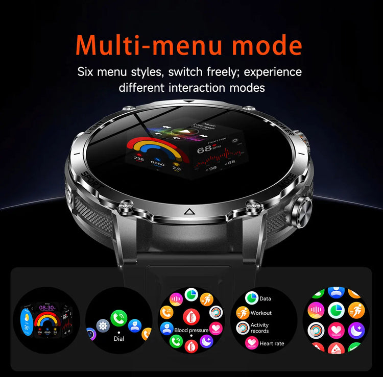 Military Grade Sapphire Smart Watch HeartRate SO2 BT5.3 Call Custom dial Smartwatch for Men Breathable Band Sports watch 1400mAh