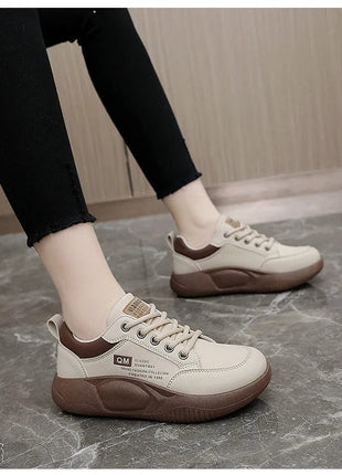 New Women's Shoes 2024 Spring Thick Sole Elevated Shoes Sports Shoes Women's Shoes Student Street Casual Board Shoes PlatiNum