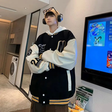 Embroidery Baseball Uniform Man Casual Jackets New Autumn Splicing Trendy Jacket Fashion High Street Outerwear Loose Clothes
