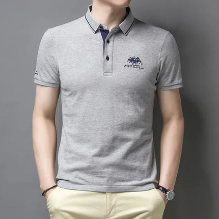 Men's Embroidered Short Sleeve Polo Shirt Casual Fashion Comfortable Summer Top