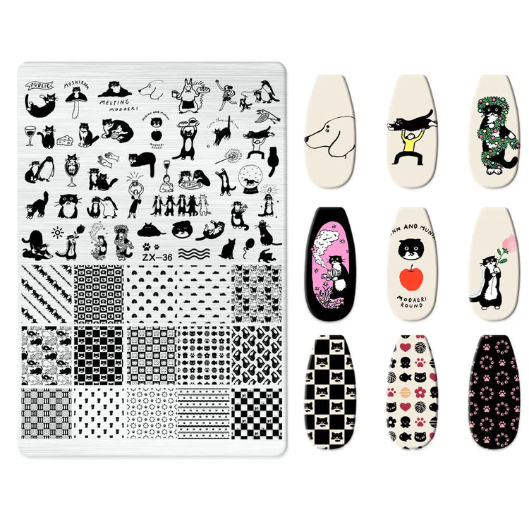 Flowers Love Nail Stamping Newspaper Splice Theme Irregular Stamping Plates Letter Nail Art Printing Stencil Tool Big Size Tools
