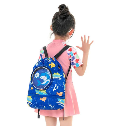 Borsa da spiaggia con coulisse per bambini con separazione asciutta e bagnata, impermeabile, regolabile, per sport, nuoto, viaggi, fitness, spiaggia, borsa da nuoto per bambini