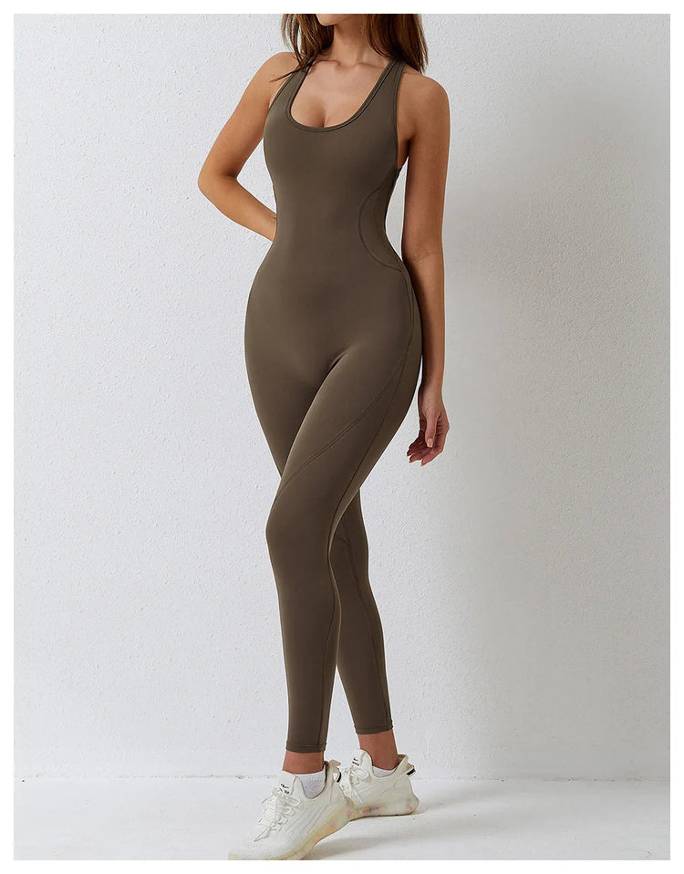 Jumpsuit Gym Set Romper Backless Fitness Bodysuit Siamese Sportswear Women Jumpsuit Buttery-Soft One-piece Playsuit Yoga Suit PlatiNum