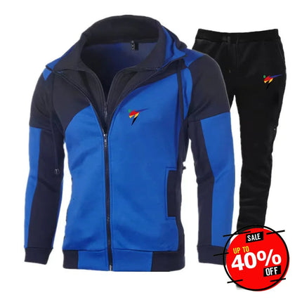 2025 Spring Autumn WTF World Taekwondo Federation Print Men's Popular Splicing Zip Hoodies+Solid Color Drawstring Sweatpants Set PlatiNum