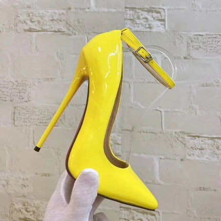 CACA 16cm décolleté da donna con tacchi estremamente alti, scarpe basse Sexy in pelle verniciata, cinturino alla caviglia, nero, rosso, bianco, colori personalizzati, Dropship