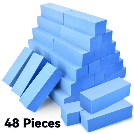 24/48PCS Nail Buffer Blocks 180/180/240 Grit Professional Salon 3 Way Blue Buffing Blocks for Manicure