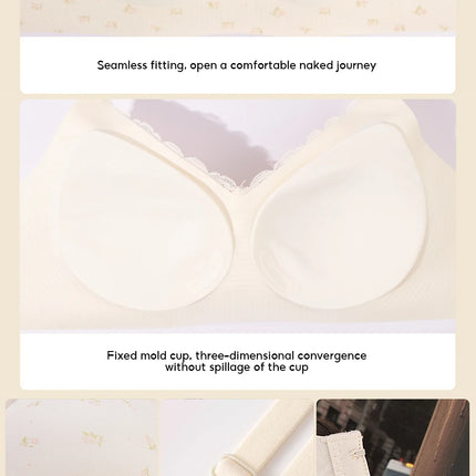 FallSweet French Floral Wireless Push Up Bra for Women Sweet Lace Bralette with Small Breasts Anti-sagging Brassiere Lingerie