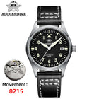 ADDIESDIVE Classic Men's watch Sapphire Automatic 8215 Stainless Steel Pilot watch Leather Luminous 200m Diving Dress Watch New