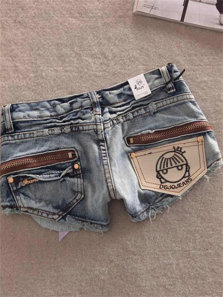 Summer Women Kpop Jean Shorts Abi Y2K 2000s Ripped Denim Hot Pants Grunge Gyaru Japanese American Retro Cyber Punk Harajuku Tide PlatiNum