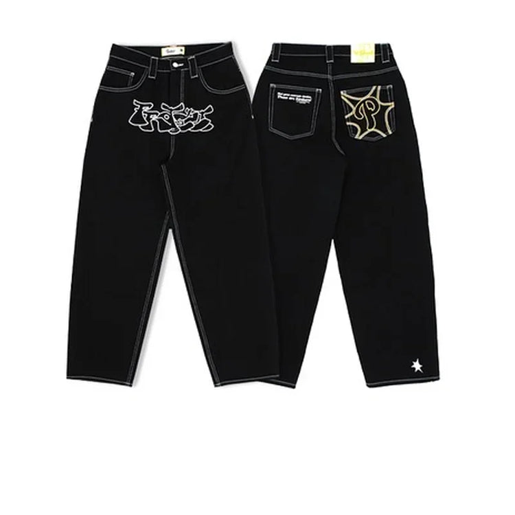 Jeans Boot Cut Retrò Miss Me da Donna, Nuovi Jeans Blu Y2K con Tasche Ricamate, Stile Hip Hop Harajuku Gotico, Pantaloni Larghi Streetwear