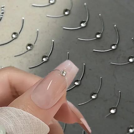 2pcs Set French Tip Nail Stickers Diamond Line 5D Gold Silver French Line Nail Art Stickers Crystal Curve Wave Strips Slider2028