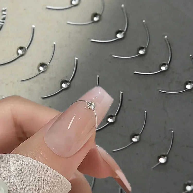 2pcs Set French Tip Nail Stickers Diamond Line 5D Gold Silver French Line Nail Art Stickers Crystal Curve Wave Strips Slider2028