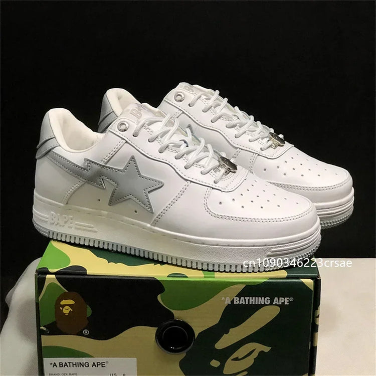 A BATHING APE Men All Black Shark BAPESTA Casual Plarfom Shoes Unisex Women Slip-Resistant Outdoor Soft Walking Sneakers