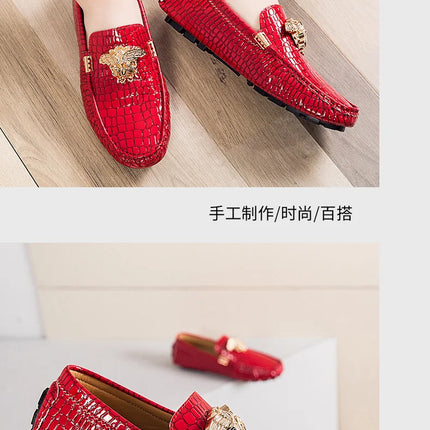 Stazione europea Slip-On Lazy Beanie Shoes Modello coccodrillo da uomo Scarpe da uomo 36 Taglia piccola 48 Nuove scarpe casual in pelle da uomo di grandi dimensioni