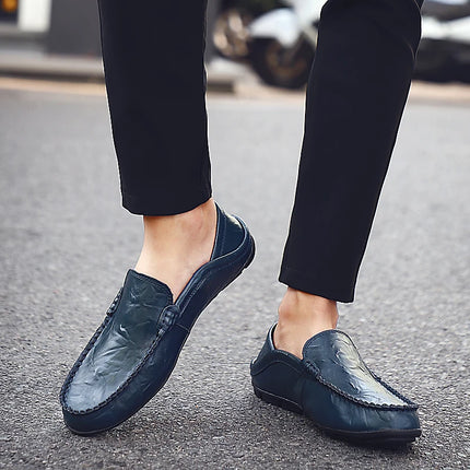Scarpe da uomo Casual Luxury Summer Casual Leather Shoes Soft Low Platform Outdoor Light traspirante antiscivolo scarpe da guida nere