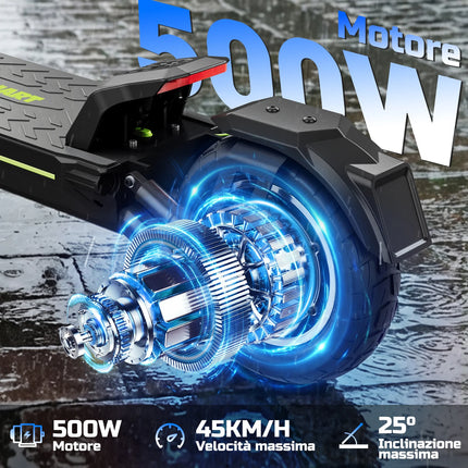 Monopattino Elettrico TODIMART D6 per Adulti, Pneumatici Fuoristrada da 10 Pollici, Autonomia 45-50KM, Batteria 48V 13AH, Motore 500W, Monopattino Elettrico Pieghevole, Doppi Freni e Sospensioni, 3 Modalità di Velocità