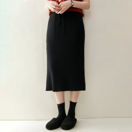 100% Cashmere Skirt Women's Clothes Over Knees Knitwear New Collection High Quality Autumn Winter Soft Warm Straight Long Skirt PlatiNum