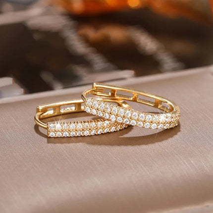 925 Sterling Silver Luxury Full Paved CZ Hoop Earrings for Women Simple Elegant Wedding Party Daily Wear Fashion Jewelry Gifts PlatiNum