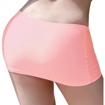 Minigonna da donna a vita bassa Tinta unita Cintura elastica Lingerie Minigonna aderente Gonna ultra trasparente Gonna da spiaggia Abbigliamento da notte